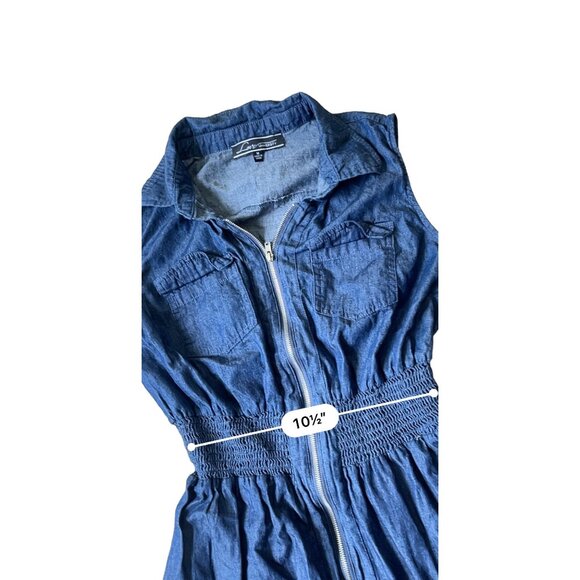 Love University Y2K Denim Dress Womens S/M Blue Sleeveless Western Boho Indie - Picture 9 of 10